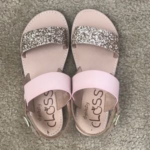 Girls Gold and Pink Sandals Size 2